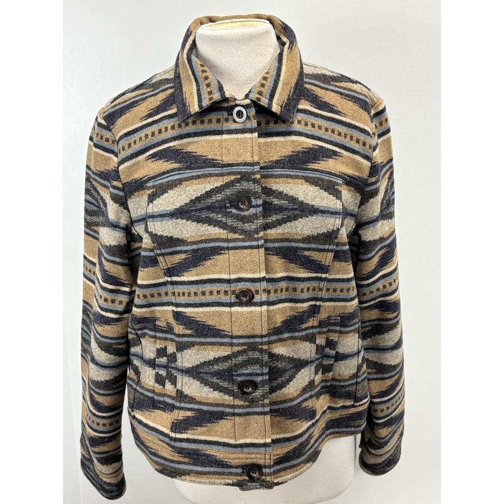 Pendleton Jacket Womens XL Willa Wool Blue Multi Southwest Aztec Harding Coat